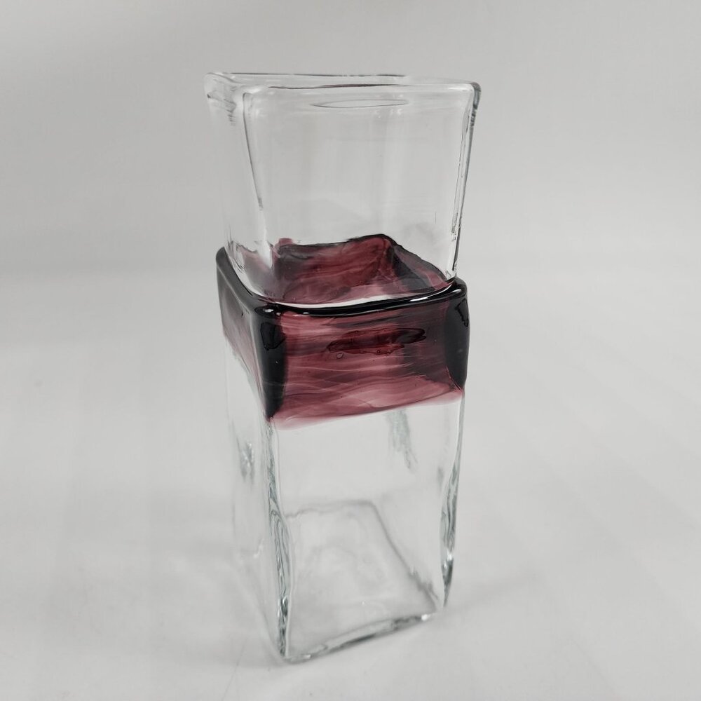 Vintage Hand Blown Glass by William Salas Tumbler Purple Swirl Design 6.5"